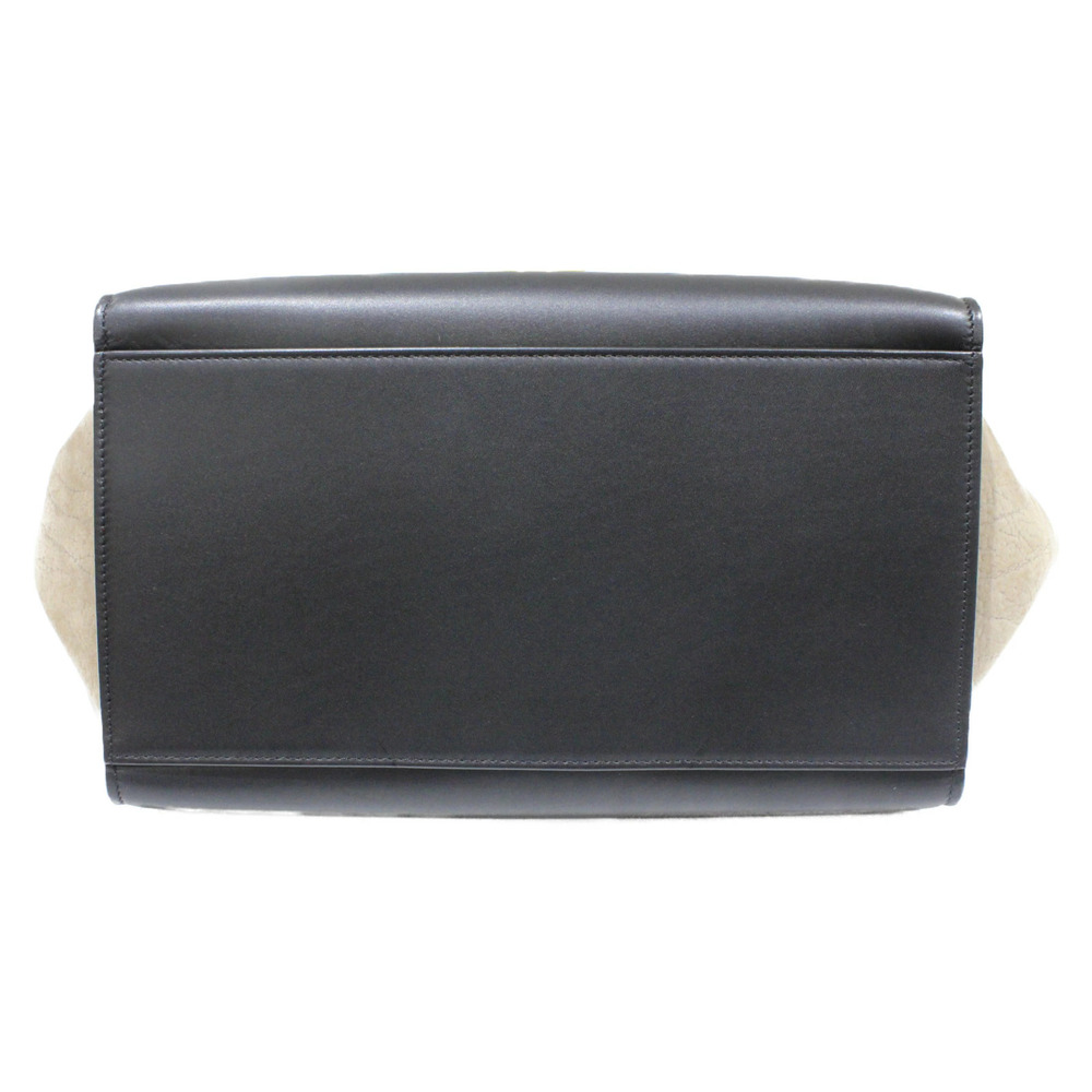 CELINE Trapeze Blue Black Beige Leather Suede 2way Shoulder Bag - Picture 4 of 9